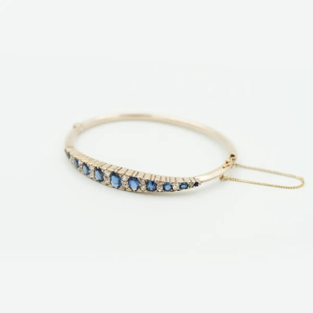 Bratara vintage aur 14k, safire si diamante