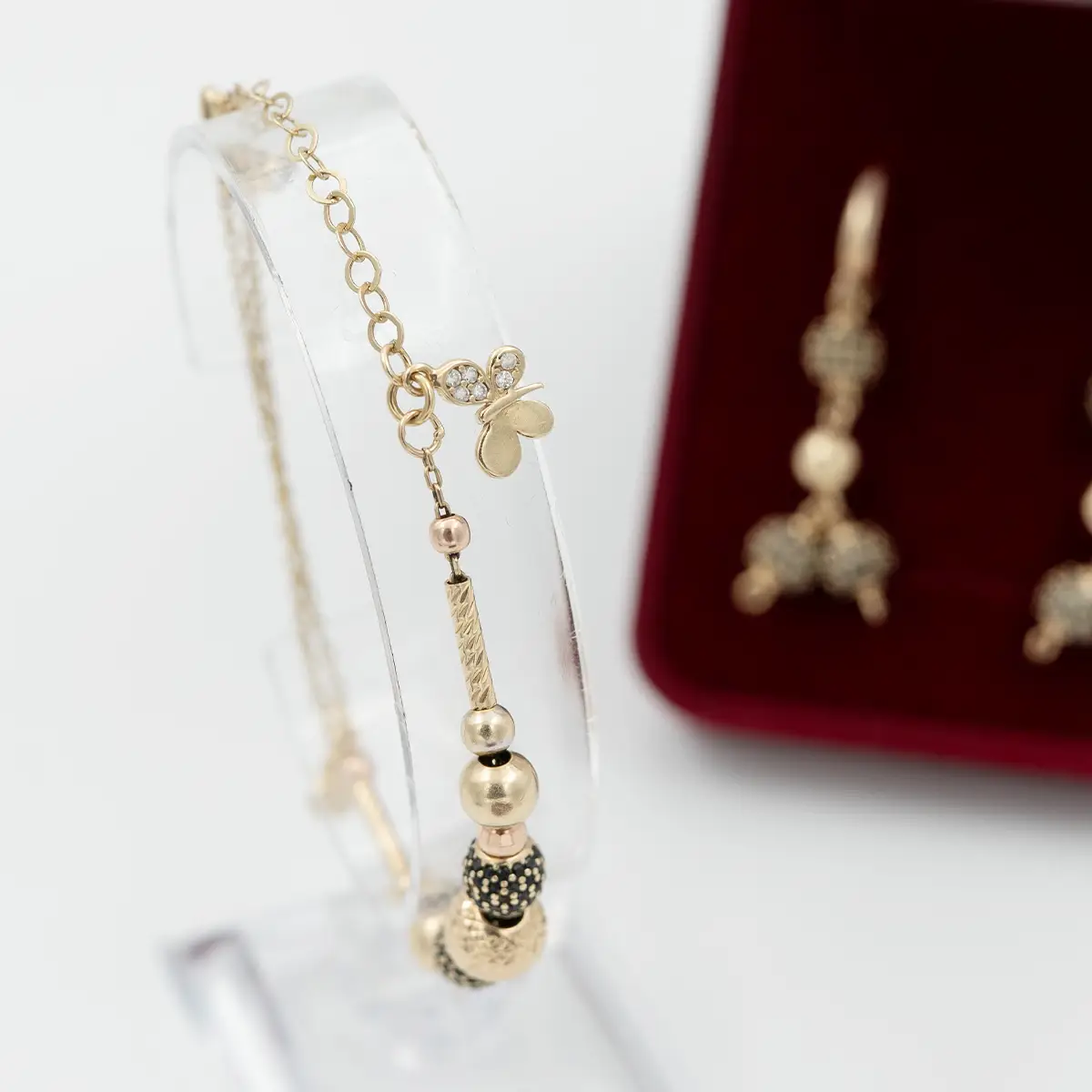 Set cercei si bratara, aur 14k si cubic zirconia - imagine 6