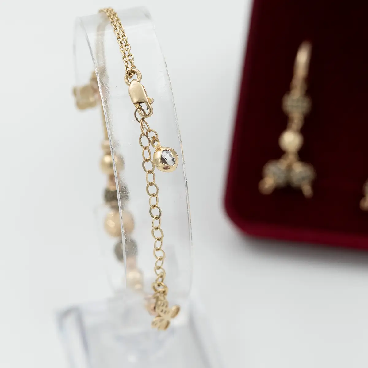 Set cercei si bratara, aur 14k si cubic zirconia - imagine 5