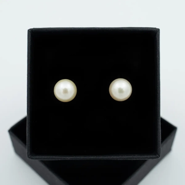 Cercei stud, aur 18k si perle de cultura