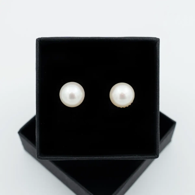 Cercei stud, aur 18k si perle de cultura