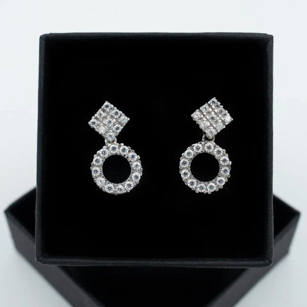 Cercei vintage, aur 18k si cubic zirconia