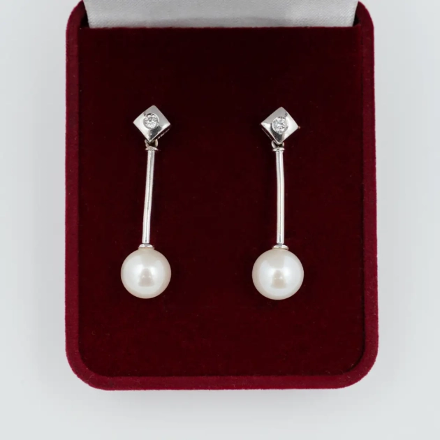 Cercei vintage aur 18k si perla de cultura
