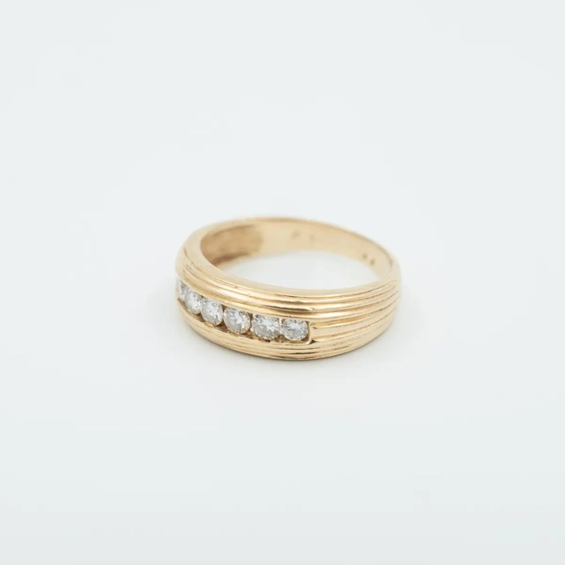 Inel vintage pentru barbati, aur 14k si diamante 1ct