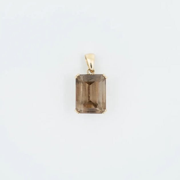 Pandant aur 18k si Quartz fumuriu