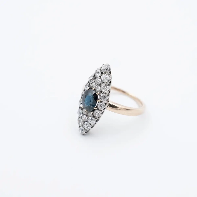 Inel Marchiza, aur 14K, safir si diamante