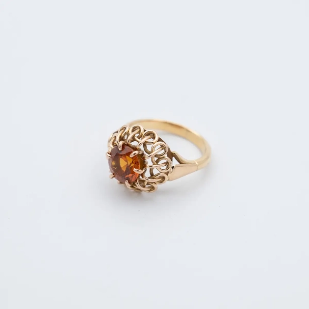 Inel vintage aur 18K si topaz imperial 2ct