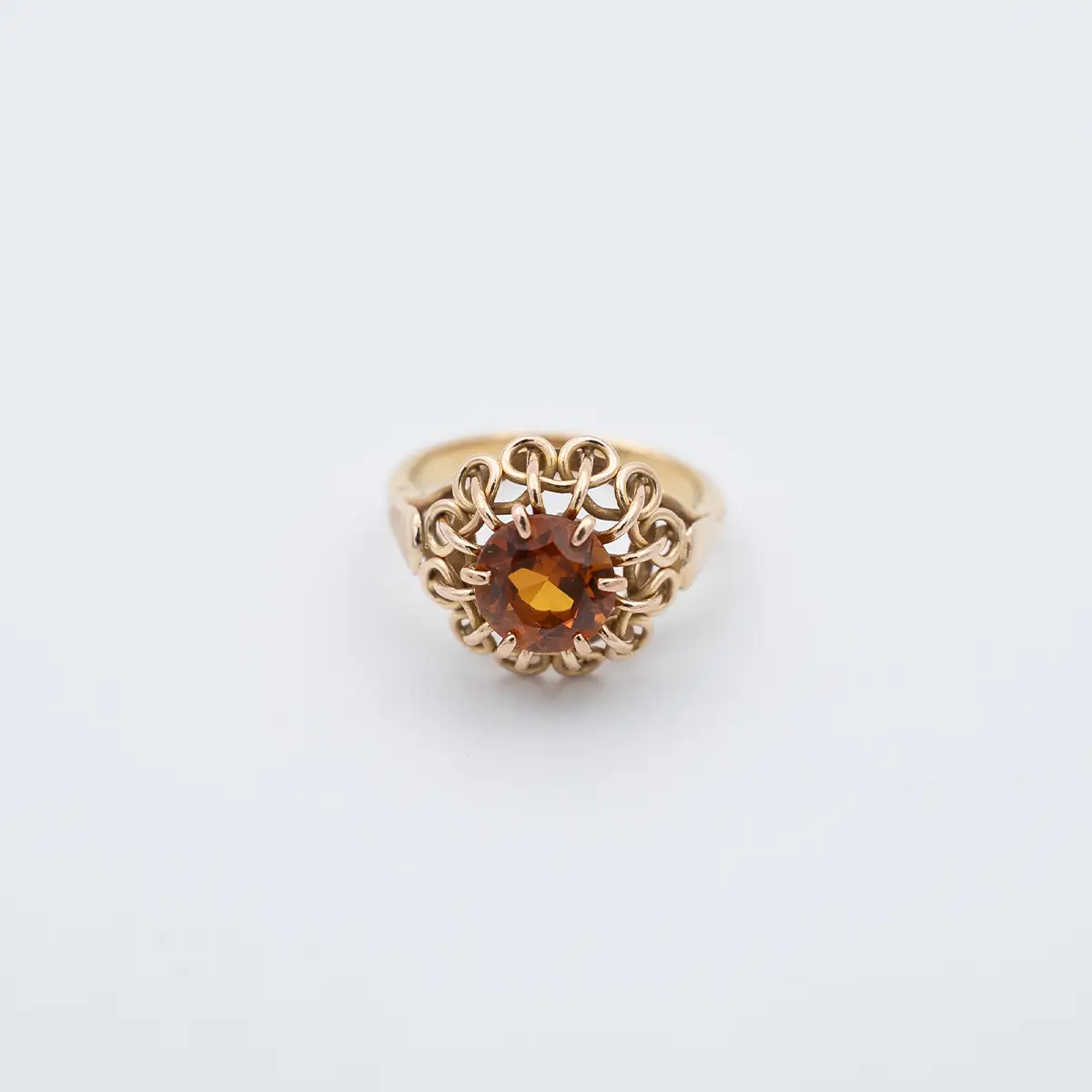 Inel vintage aur 18K si topaz imperial 2ct - imagine 2