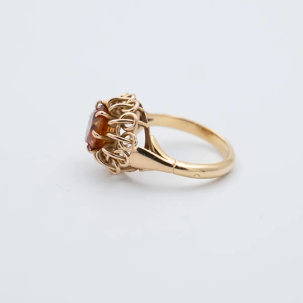 Inel vintage aur 18K si topaz imperial 2ct - imagine 3