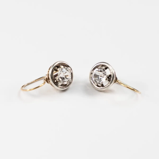 Cercei Art Deco, aur 18K, platina si safire naturale 4ct