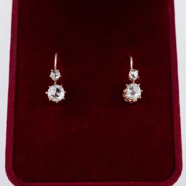 Cercei vintage aur 14K diamante 1ct