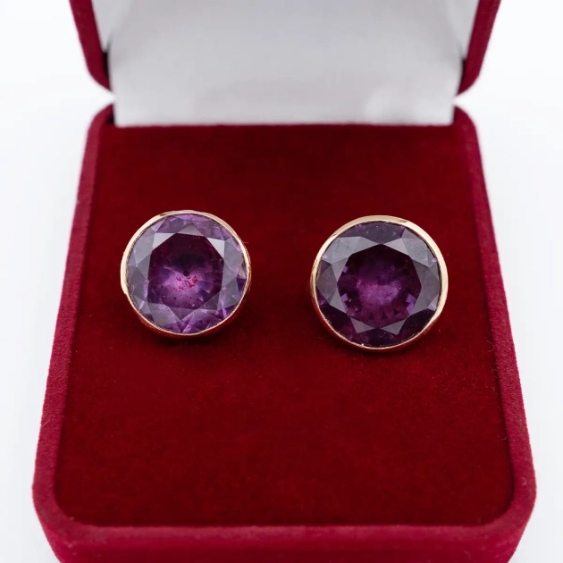 Cercei vintage, aur 18K si alexandrite 33ct