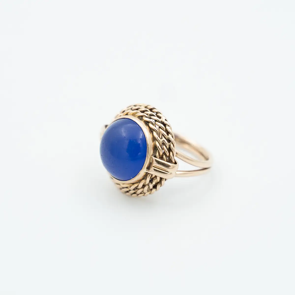 Inel vintage aur 14K si Agat albastru