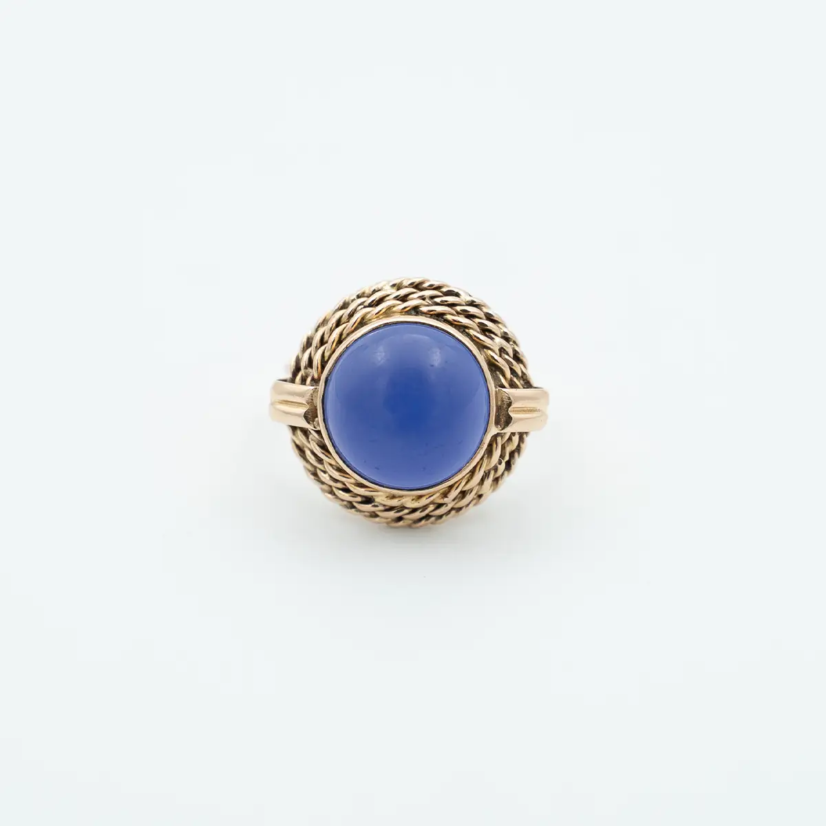 Inel vintage aur 14K si Agat albastru - imagine 2