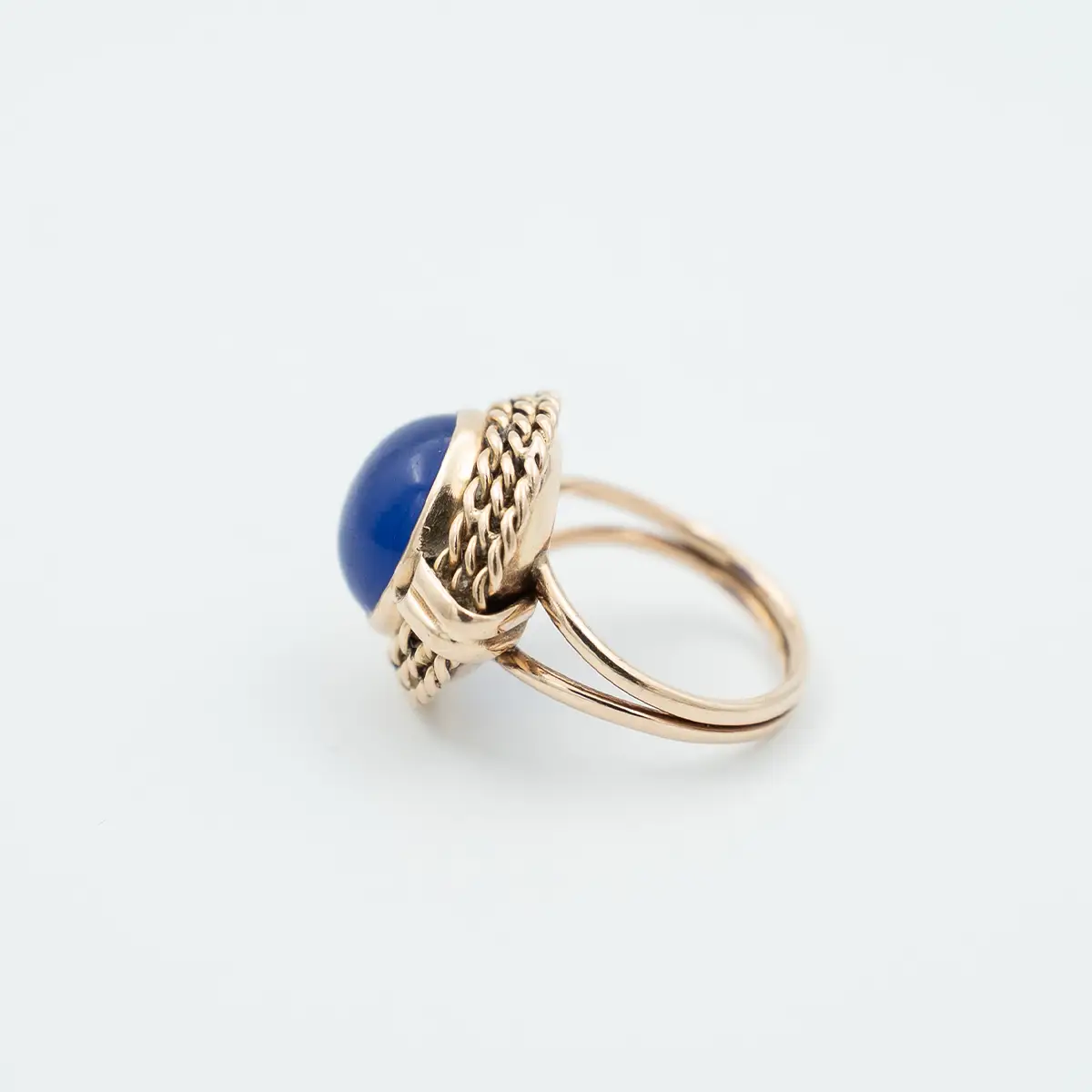 Inel vintage aur 14K si Agat albastru - imagine 3