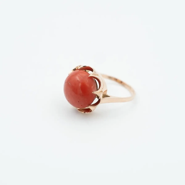 Inel vintage aur 14K si coral natural