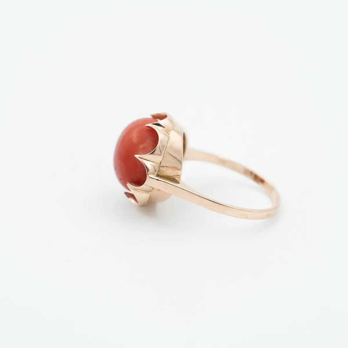 Inel vintage aur 14K si coral natural - imagine 4