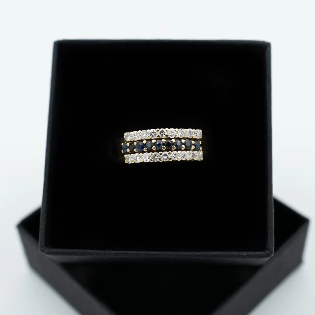 Inel vintage aur 18K, diamante si safire