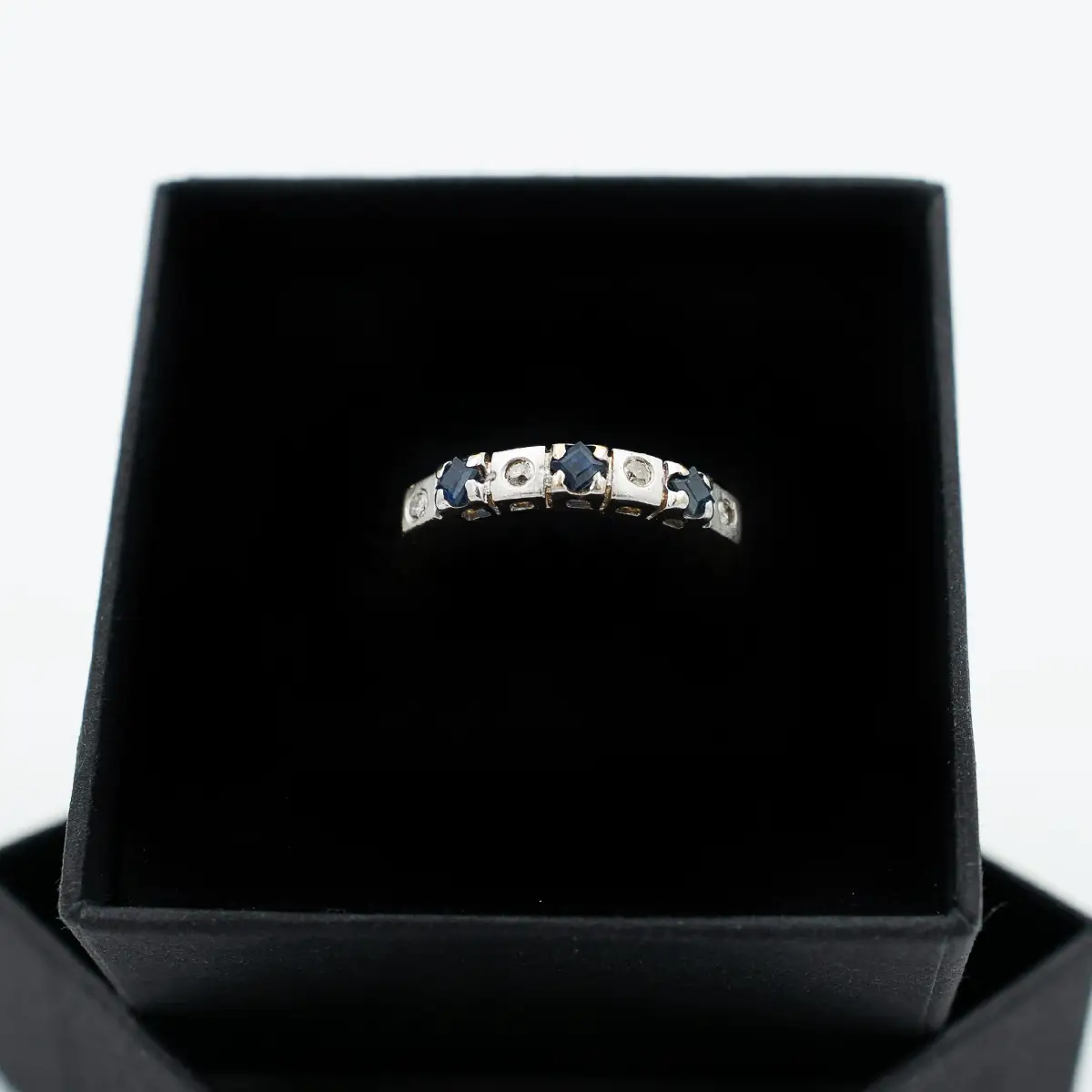 Inel vintage aur 18K, safire si diamante