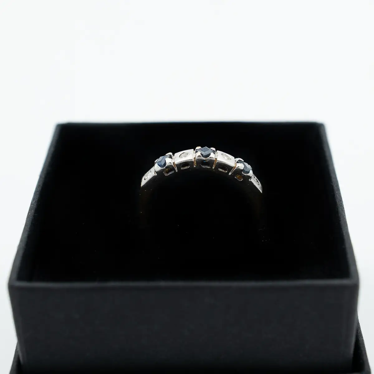 Inel vintage aur 18K, safire si diamante - imagine 2