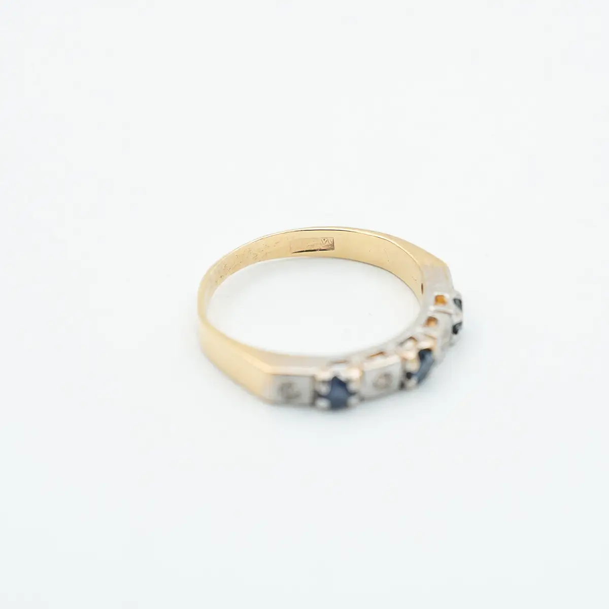 Inel vintage aur 18K, safire si diamante - imagine 3