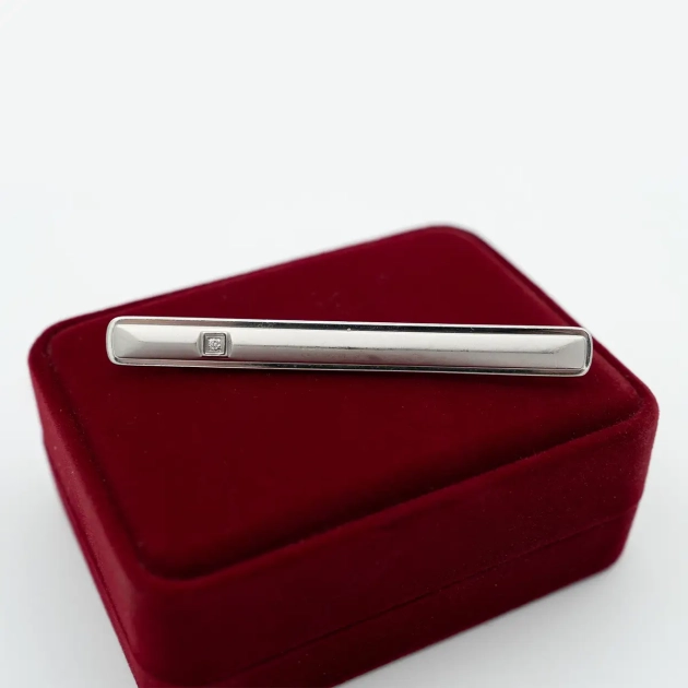 Ac de cravata, aur 18K, argint, diamant 0.05 ct