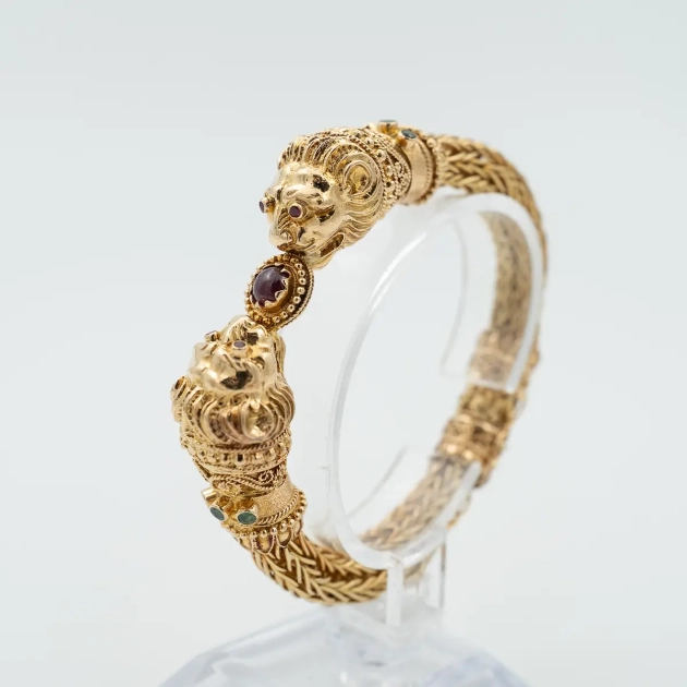 Bratara vintage, aur masiv 18K, rubin natural 0.5 ct