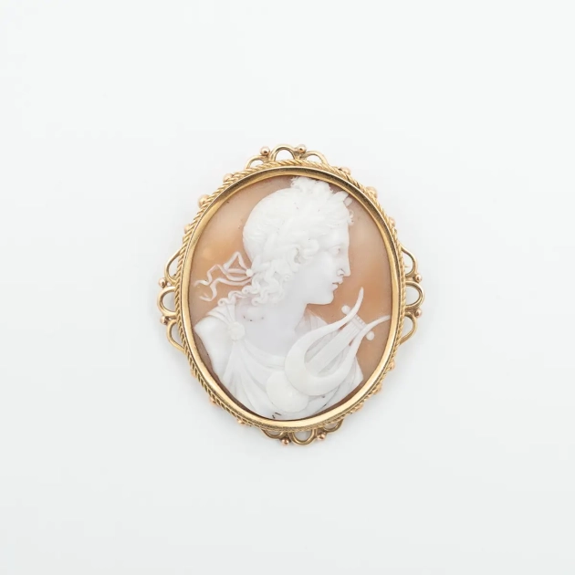 Brosa - Pandant, aur 14K si camee autentica
