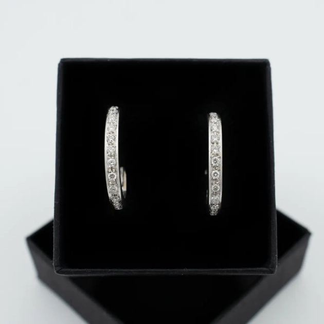 Cercei veriga, aur 18K si diamante 0.60 ct