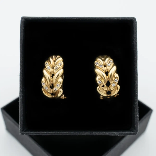 Cercei vintage aur 18K si cubic zirconia