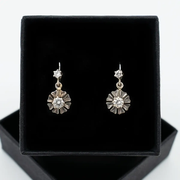 Cercei vintage aur 18K si diamante