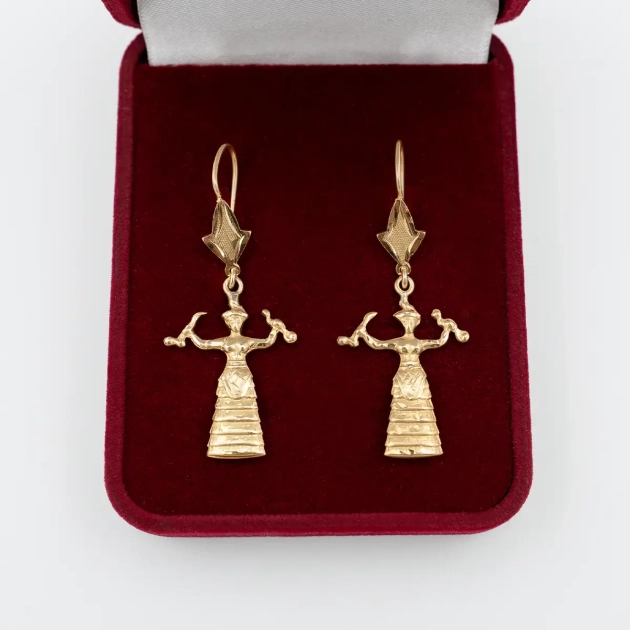 Cercei vintage aur 18K , zeita minoica a serpilor