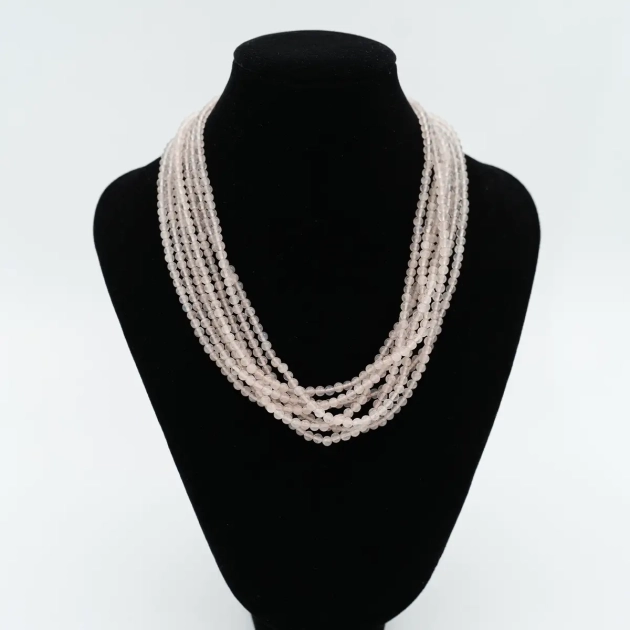 Colier quartz roz si aur 18K
