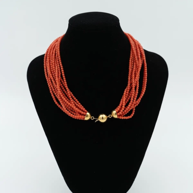 Colier vintage, coral natural fara tratament si aur 18K