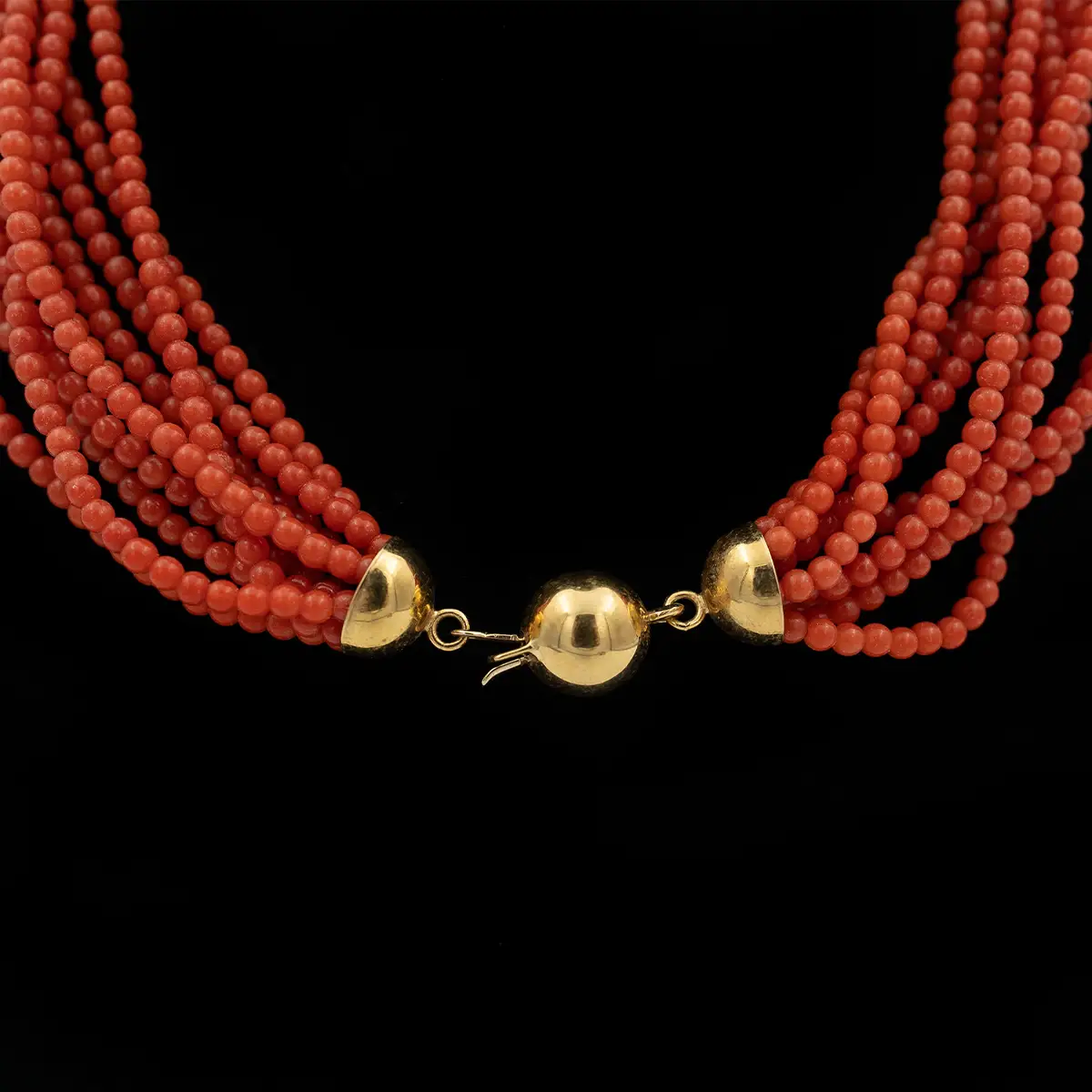 Colier vintage, coral natural fara tratament si aur 18K - imagine 3