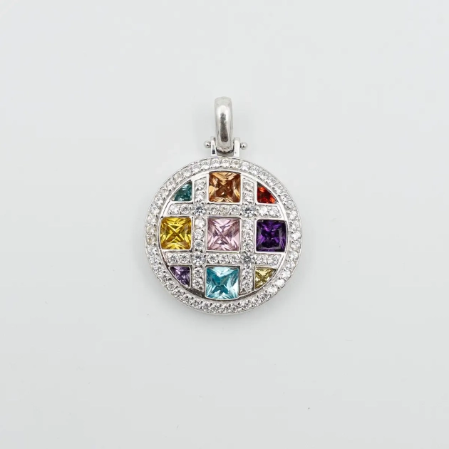 Pandant aur alb 14K si cubic zirconia