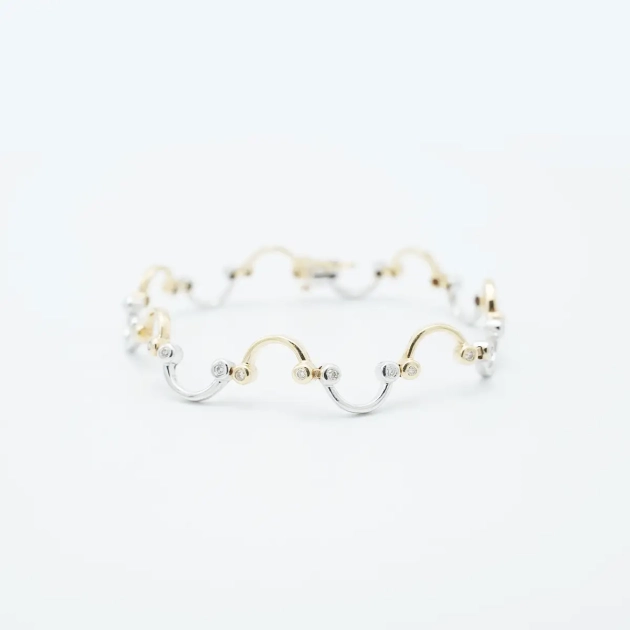 Bratara aur alb si galben 14K si diamante 0.5 ct