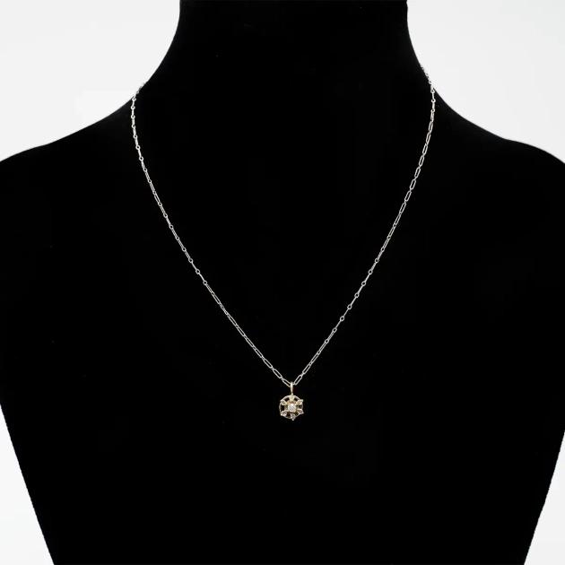 Colier platina si aur 18K, diamante 0.10 ct