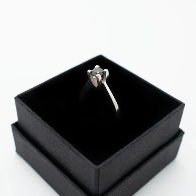 TEILOR, inel solitaire, aur 18K, diamant negru 0.25 ct