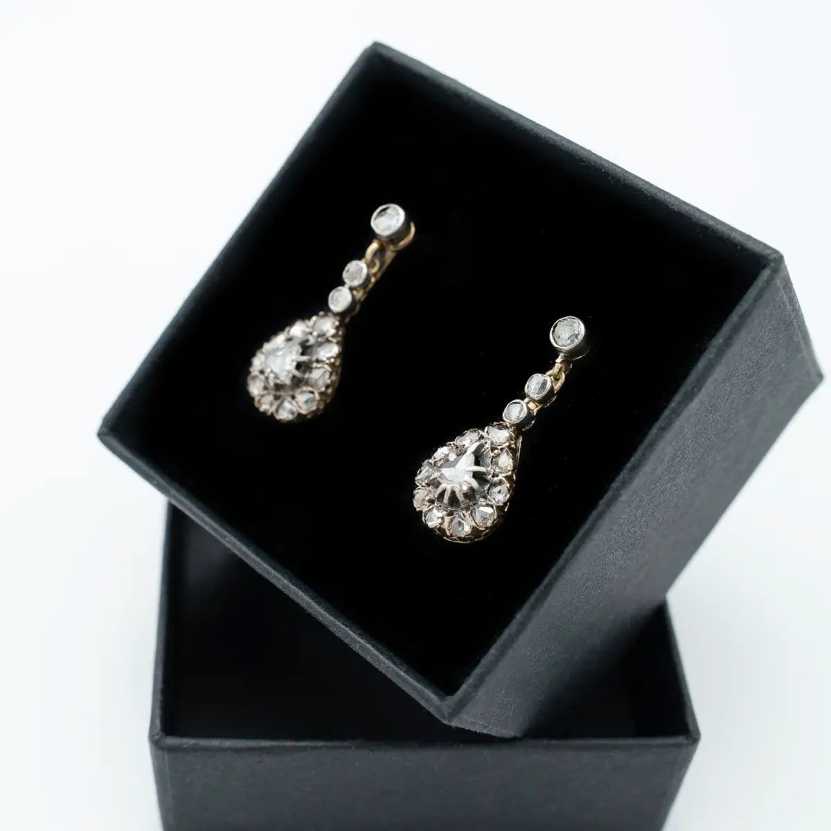 Cercei sec XIX, aur 18K, diamante 1.1 ct - imagine 2