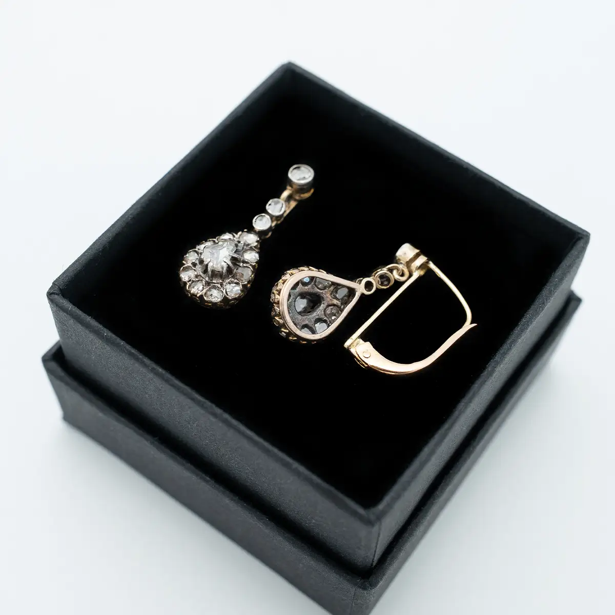 Cercei sec XIX, aur 18K, diamante 1.1 ct - imagine 3