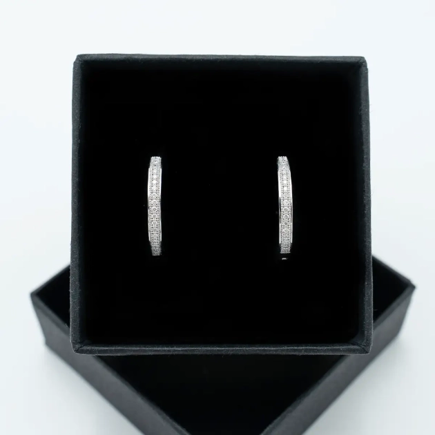 Cercei tip veriga, aur 18K si diamante