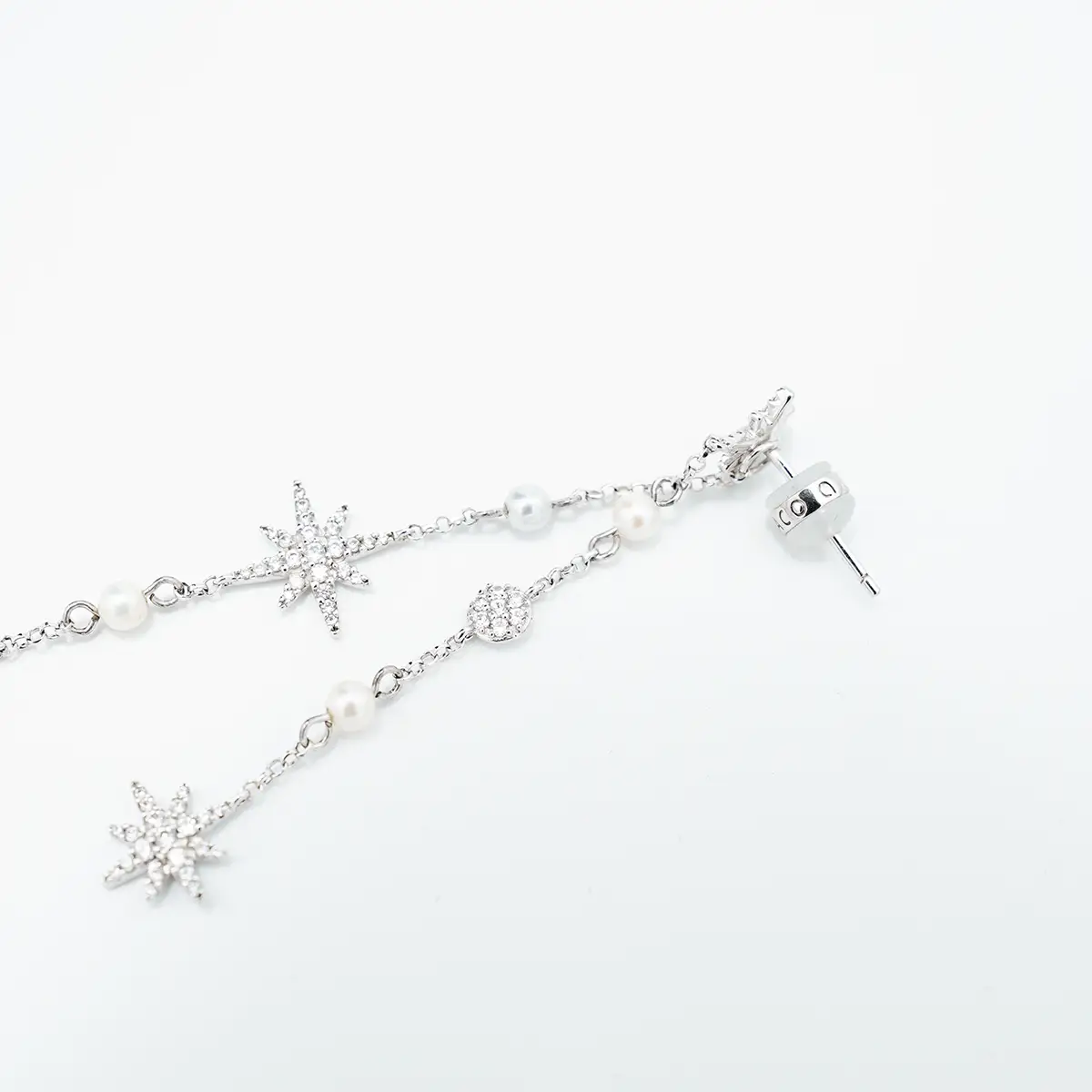 Set colier si cercei, argint rodiat, perle de cultura si cubic zirconia, firma MONACO A.P.M. - imagine 4