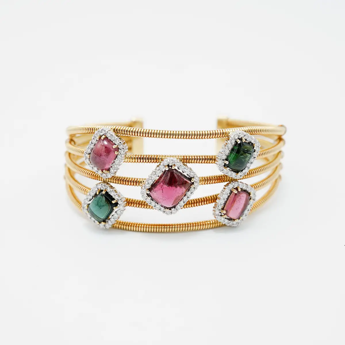 Bratara aur 18K cu turmaline si diamante - imagine 2