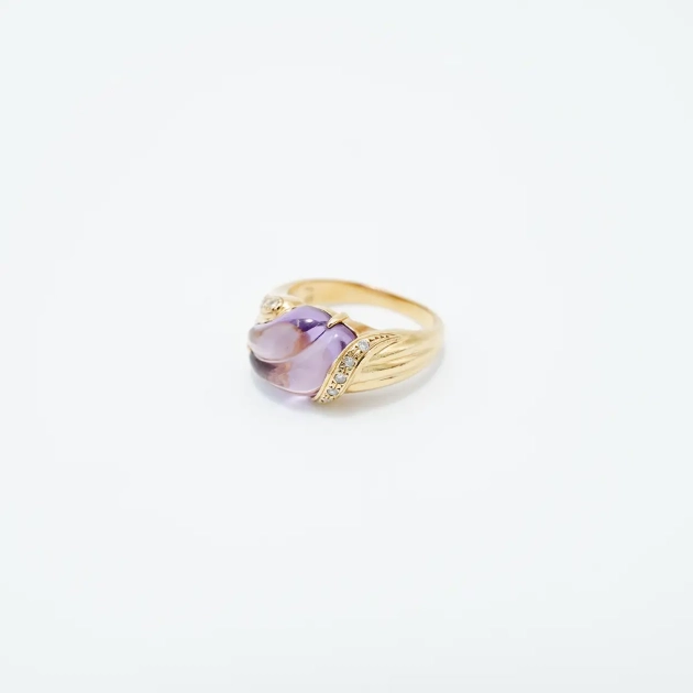 Inel vintage aur 18K, ametist si diamante