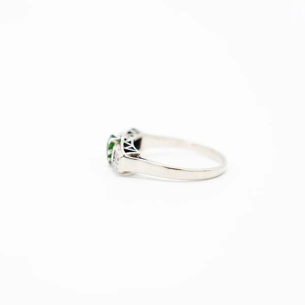 Inelul Art Deco, aur 14K, diamante si peridot - imagine 3